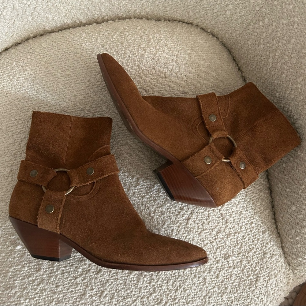 Saint Laurent suede harness booties 38.5 western - Picture 2 of 9